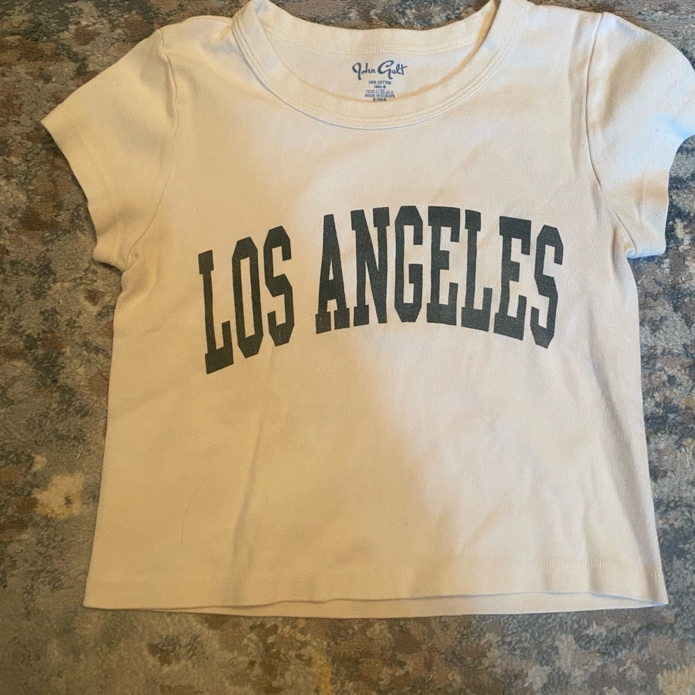 Cream and Black Crop Top with Los Angeles Print
